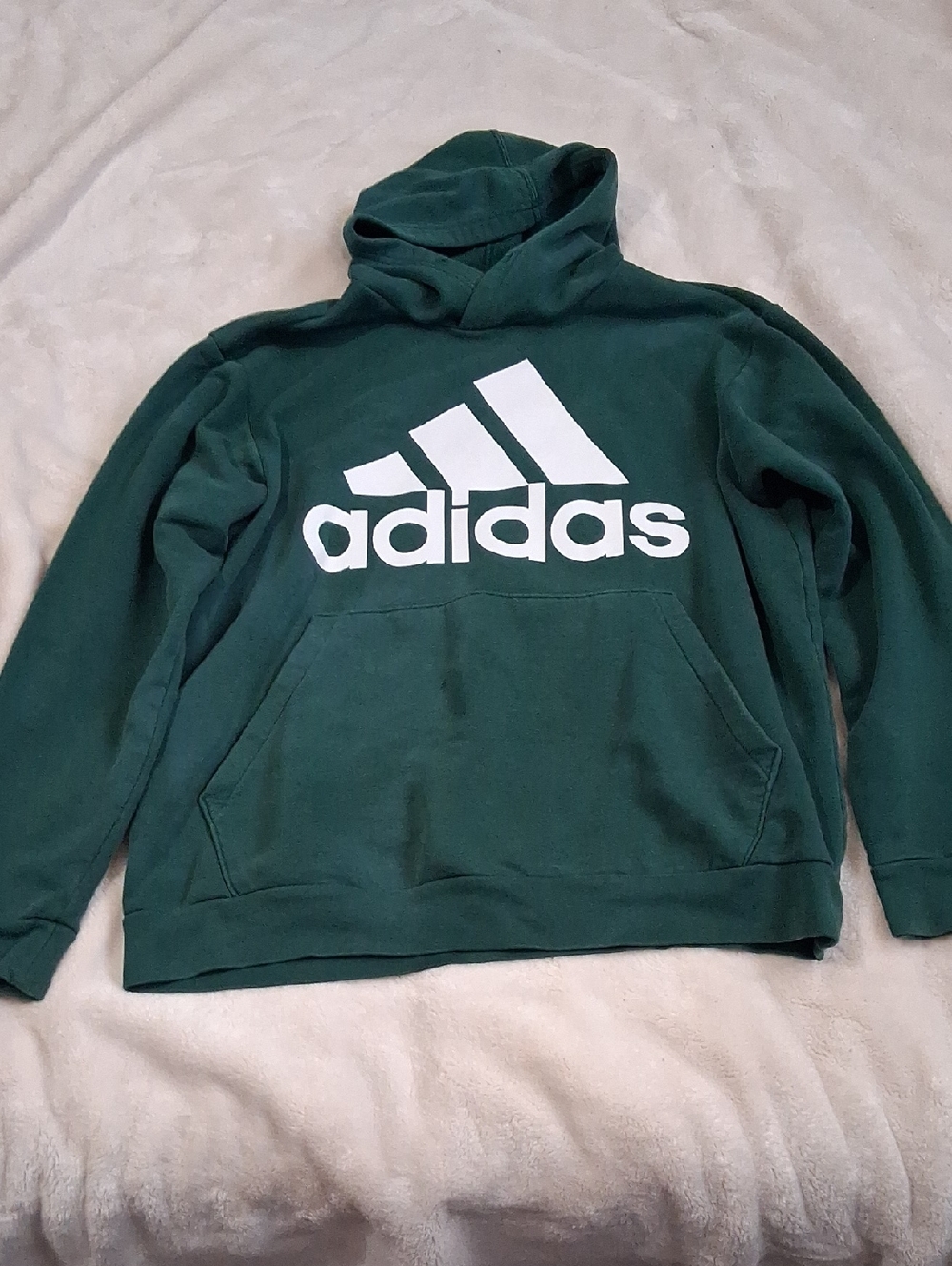 adidas Forest Green Pullover Hoodie with White Logo